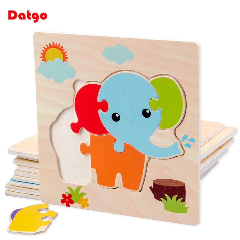 Wooden 3D Animal Puzzle for Babies – Educational Jigsaw Toy