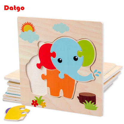 Wooden 3D Animal Puzzle for Babies – Educational Jigsaw Toy