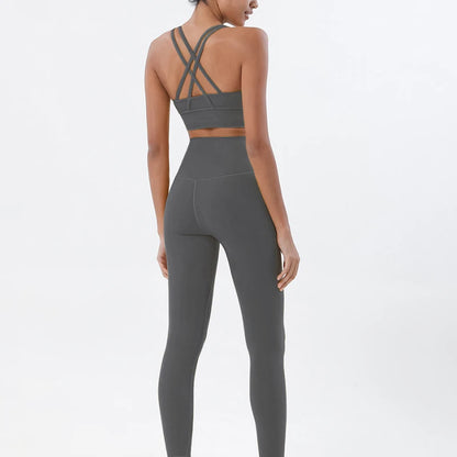 Women's Nylon Yoga Set – Sports Bra & Leggings 2-Piece