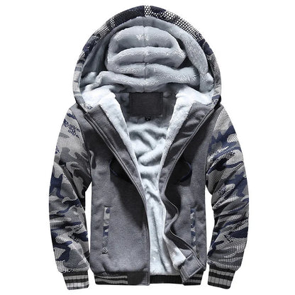 Men's Fleece-Lined Camouflage Winter Hoodie Jacket