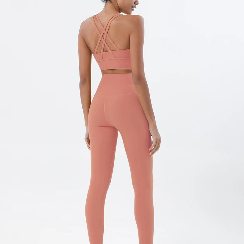 Women's Nylon Yoga Set – Sports Bra & Leggings 2-Piece