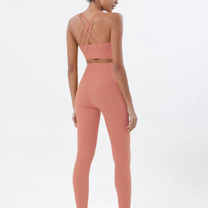Women's Nylon Yoga Set – Sports Bra & Leggings 2-Piece