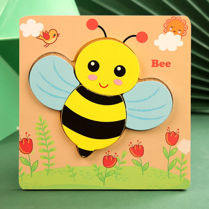 3D Wooden Puzzle for Kids – Cartoon Animal Jigsaw Learning Toy