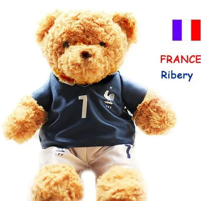 Football Player Plush Teddy Bear Doll – Soccer Star Souvenir Gift