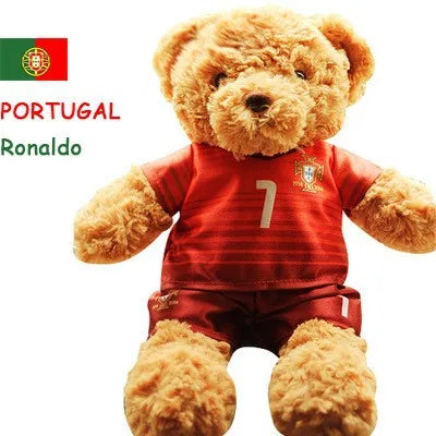 Football Player Plush Teddy Bear Doll – Soccer Star Souvenir Gift