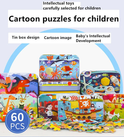 60-Piece Wooden Jigsaw Puzzle for Kids – Cartoon Ocean Animals