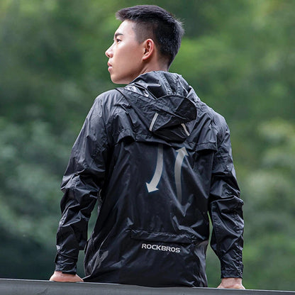 ROCKBROS Waterproof Cycling Jacket – Men's Hooded Raincoat
