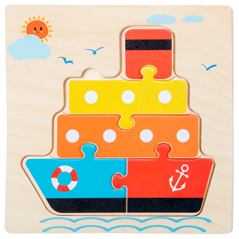 Wooden 3D Animal Puzzle for Babies – Educational Jigsaw Toy