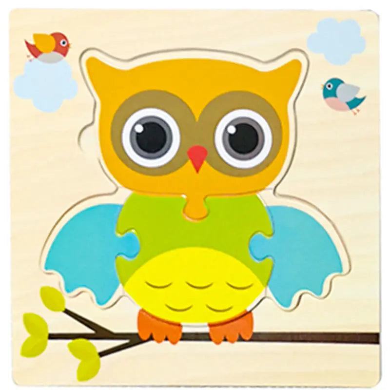 Wooden 3D Animal Puzzle for Babies – Educational Jigsaw Toy