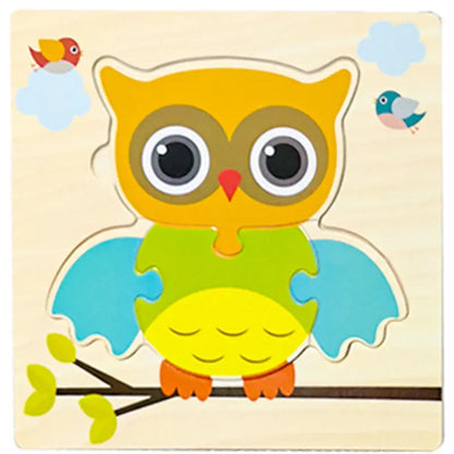 Wooden 3D Animal Puzzle for Babies – Educational Jigsaw Toy