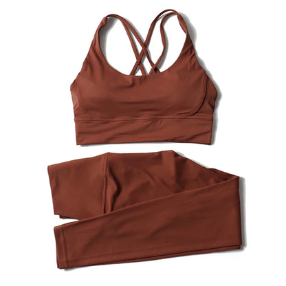 Women's Nylon Yoga Set – Sports Bra & Leggings 2-Piece