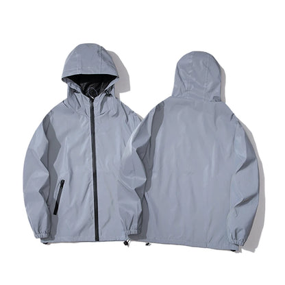 Men's Reflective Windbreaker Hooded Jacket Waterproof
