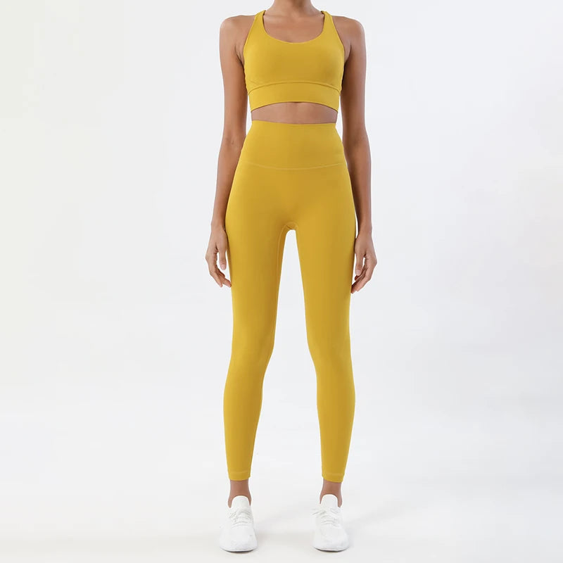 Women's Nylon Yoga Set – Sports Bra & Leggings 2-Piece