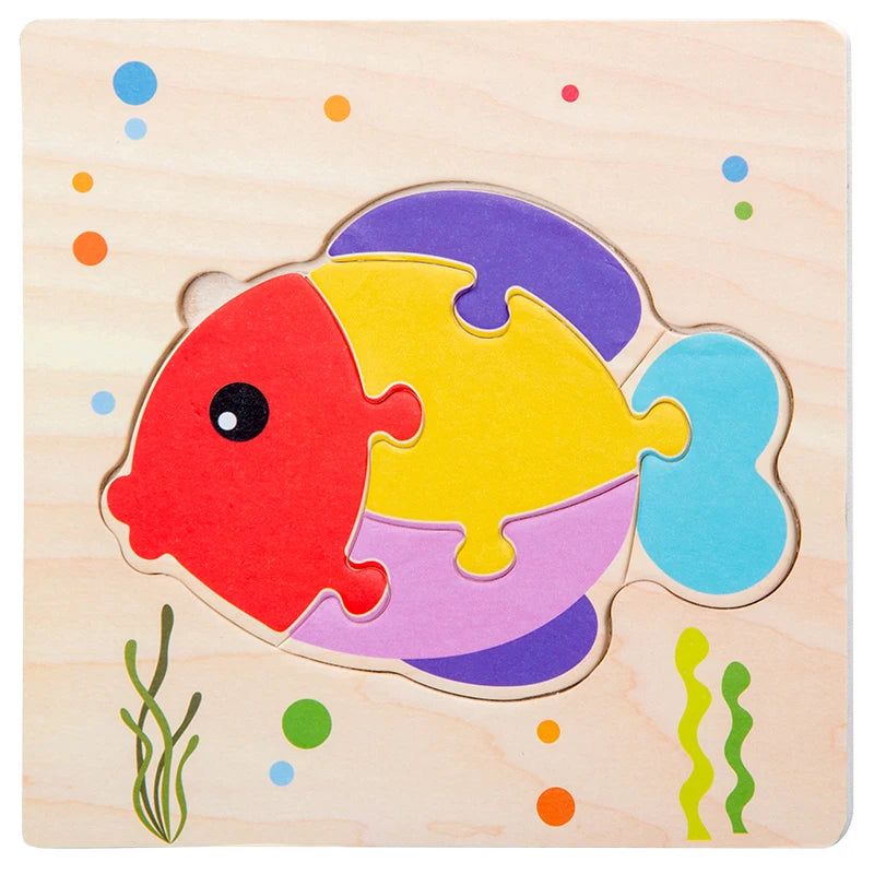 Wooden 3D Animal Puzzle for Babies – Educational Jigsaw Toy