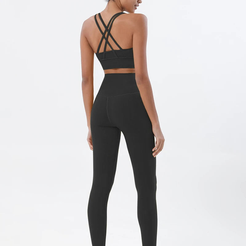 Women's Nylon Yoga Set – Sports Bra & Leggings 2-Piece