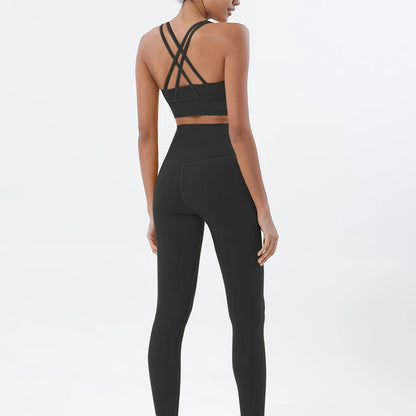 Women's Nylon Yoga Set – Sports Bra & Leggings 2-Piece