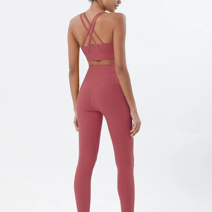 Women's Nylon Yoga Set – Sports Bra & Leggings 2-Piece