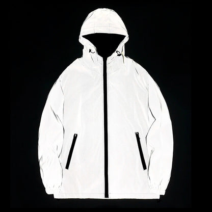 Men's Reflective Windbreaker Hooded Jacket Waterproof