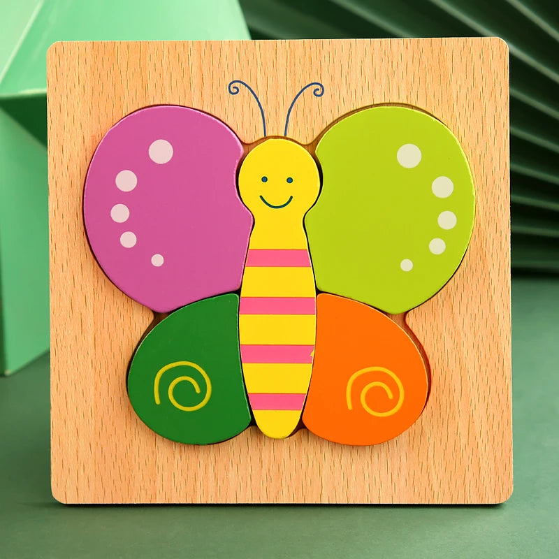 3D Wooden Puzzle for Kids – Cartoon Animal Jigsaw Learning Toy