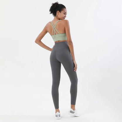 Women's Nylon Yoga Set – Sports Bra & Leggings 2-Piece