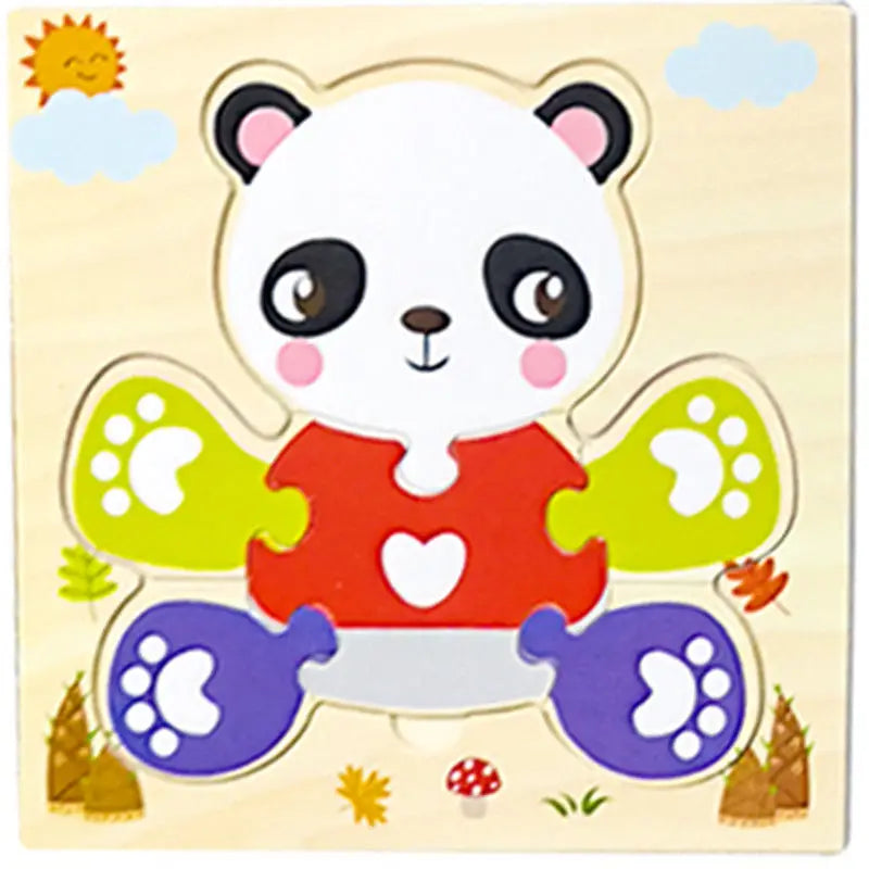 Wooden 3D Animal Puzzle for Babies – Educational Jigsaw Toy