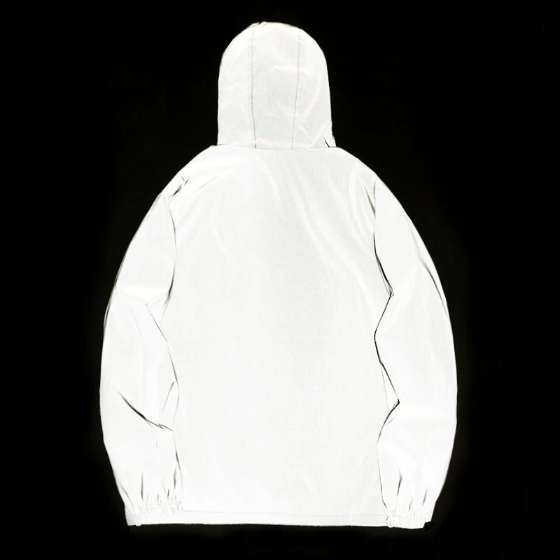 Men's Reflective Windbreaker Hooded Jacket Waterproof