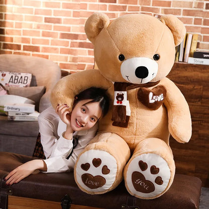 Large Teddy Bear Plush Toy with Scarf & Love Heart – 31.5in Gift