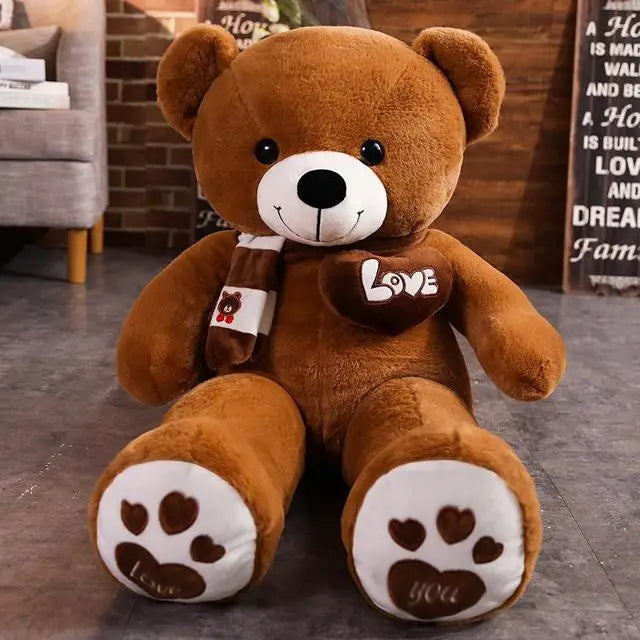 Large Teddy Bear Plush Toy with Scarf & Love Heart – 31.5in Gift