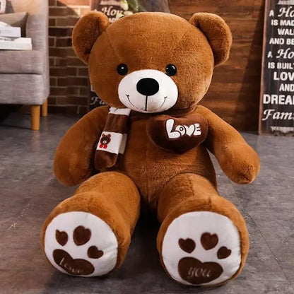 Large Teddy Bear Plush Toy with Scarf & Love Heart – 31.5in Gift