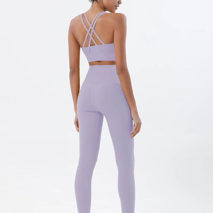 Women's Nylon Yoga Set – Sports Bra & Leggings 2-Piece