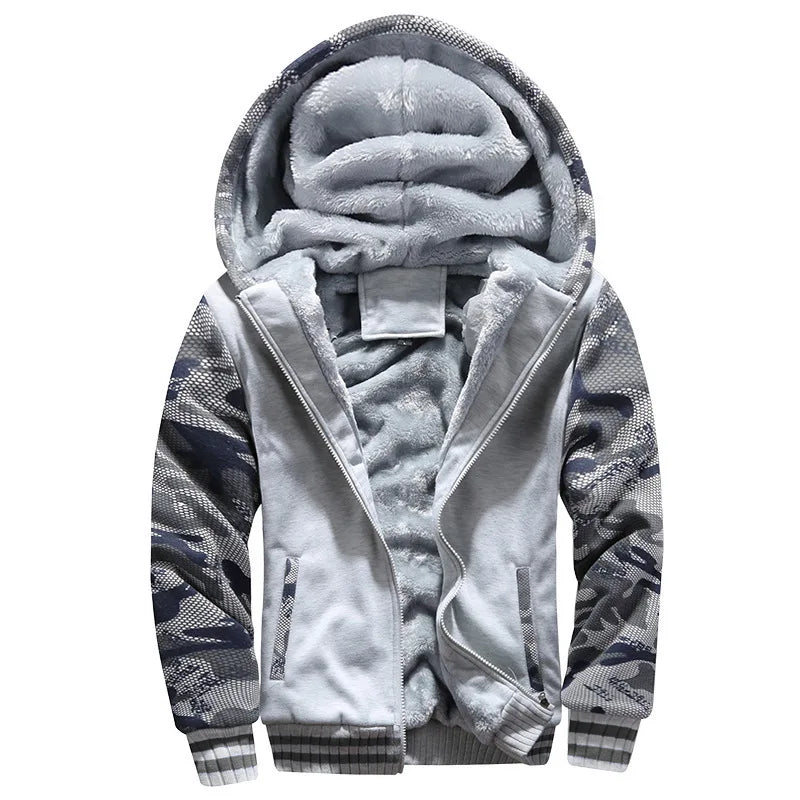 Men's Fleece-Lined Camouflage Winter Hoodie Jacket