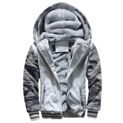 Men's Fleece-Lined Camouflage Winter Hoodie Jacket