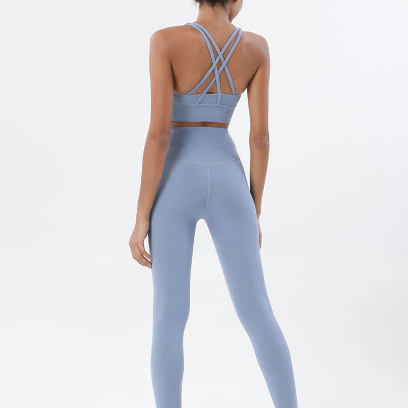 Women's Nylon Yoga Set – Sports Bra & Leggings 2-Piece