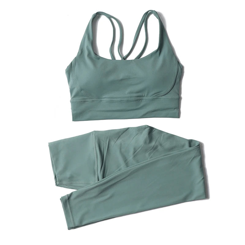 Women's Nylon Yoga Set – Sports Bra & Leggings 2-Piece