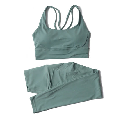 Women's Nylon Yoga Set – Sports Bra & Leggings 2-Piece