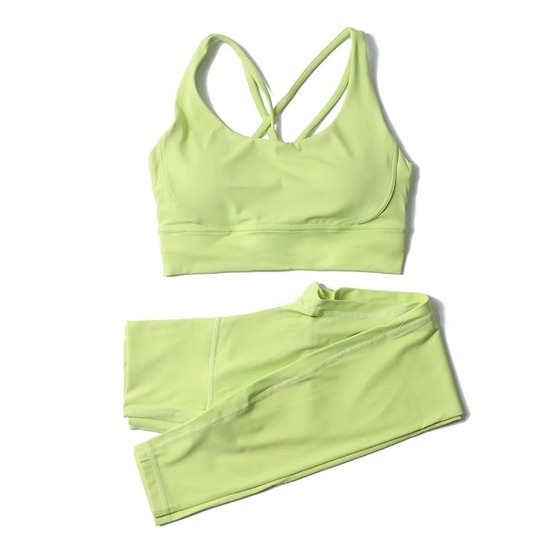 Women's Nylon Yoga Set – Sports Bra & Leggings 2-Piece