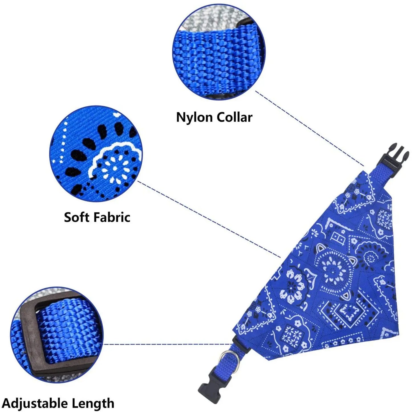 Pet Bandana Collar Scarf – Adjustable Washable Dog & Cat Neck Accessory