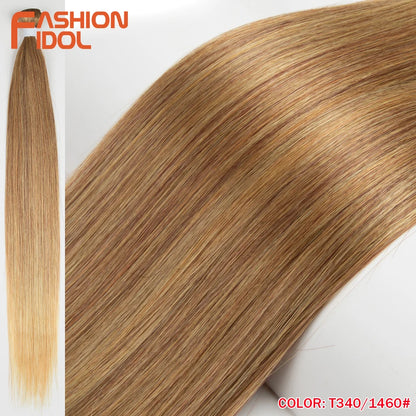 Bone Straight Hair Extensions Ombre Blonde Bundles Super Long Synthetic 24 Inch Full End Idol