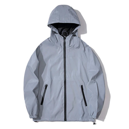 Men's Reflective Windbreaker Hooded Jacket Waterproof