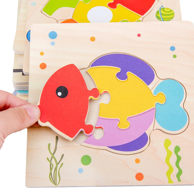 Wooden 3D Animal Puzzle for Babies – Educational Jigsaw Toy