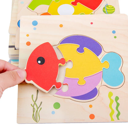 Wooden 3D Animal Puzzle for Babies – Educational Jigsaw Toy
