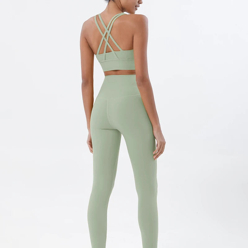 Women's Nylon Yoga Set – Sports Bra & Leggings 2-Piece
