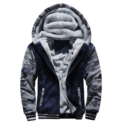 Men's Fleece-Lined Camouflage Winter Hoodie Jacket