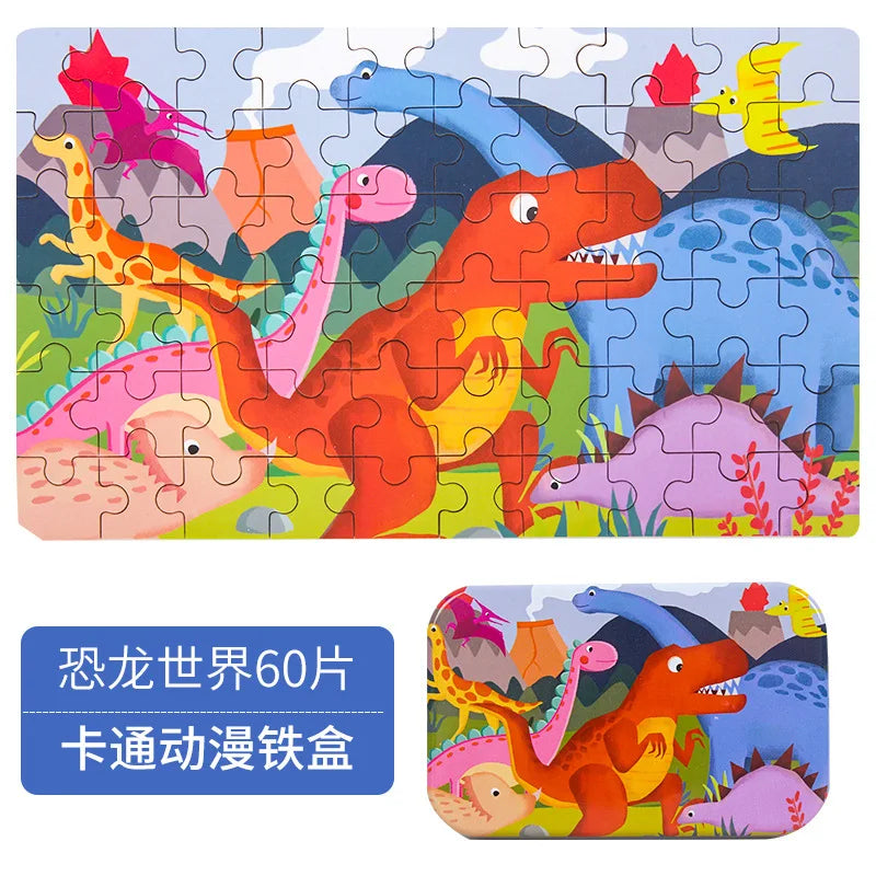 60-Piece Wooden Jigsaw Puzzle for Kids – Cartoon Ocean Animals