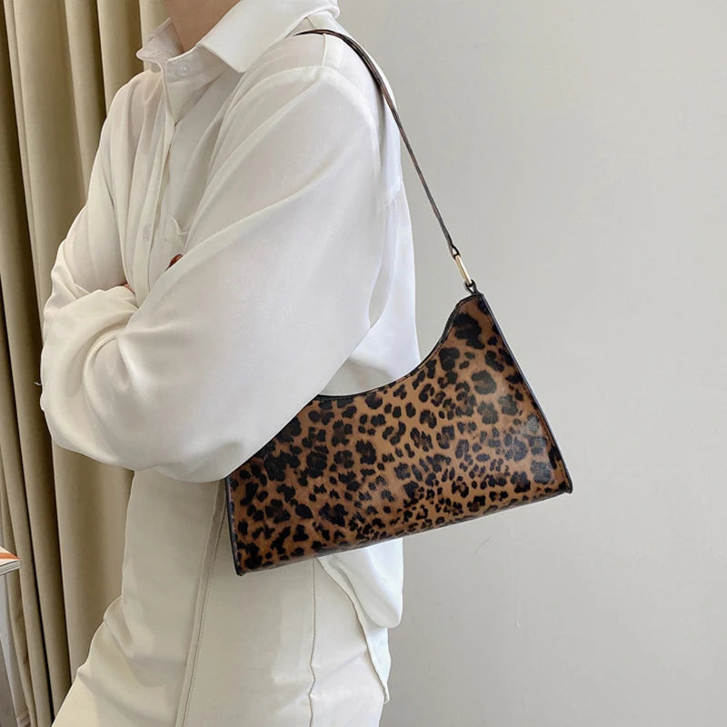 Animal Print PU Leather Shoulder Bag for Women