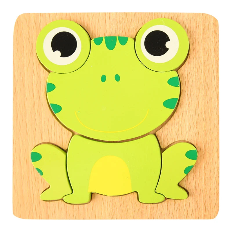 3D Wooden Puzzle for Kids – Cartoon Animal Jigsaw Learning Toy