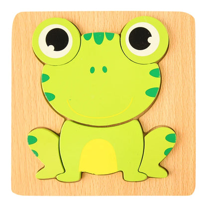 3D Wooden Puzzle for Kids – Cartoon Animal Jigsaw Learning Toy