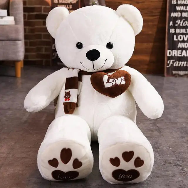 Large Teddy Bear Plush Toy with Scarf & Love Heart – 31.5in Gift