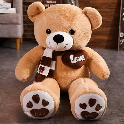 Large Teddy Bear Plush Toy with Scarf & Love Heart – 31.5in Gift