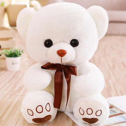 Teddy Bear Plush Stuffed Animal with Bow – Soft Huggable Doll